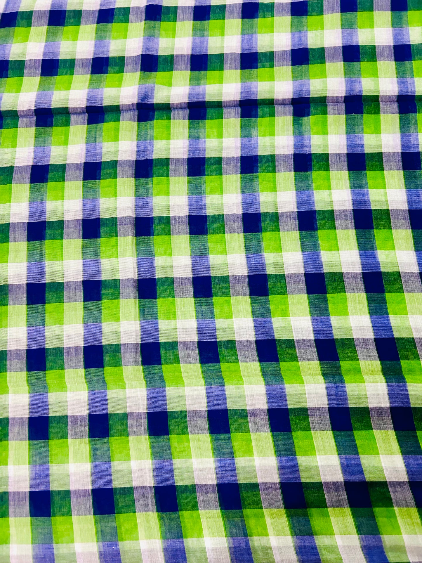 Blue checks Mul Cotton Sare