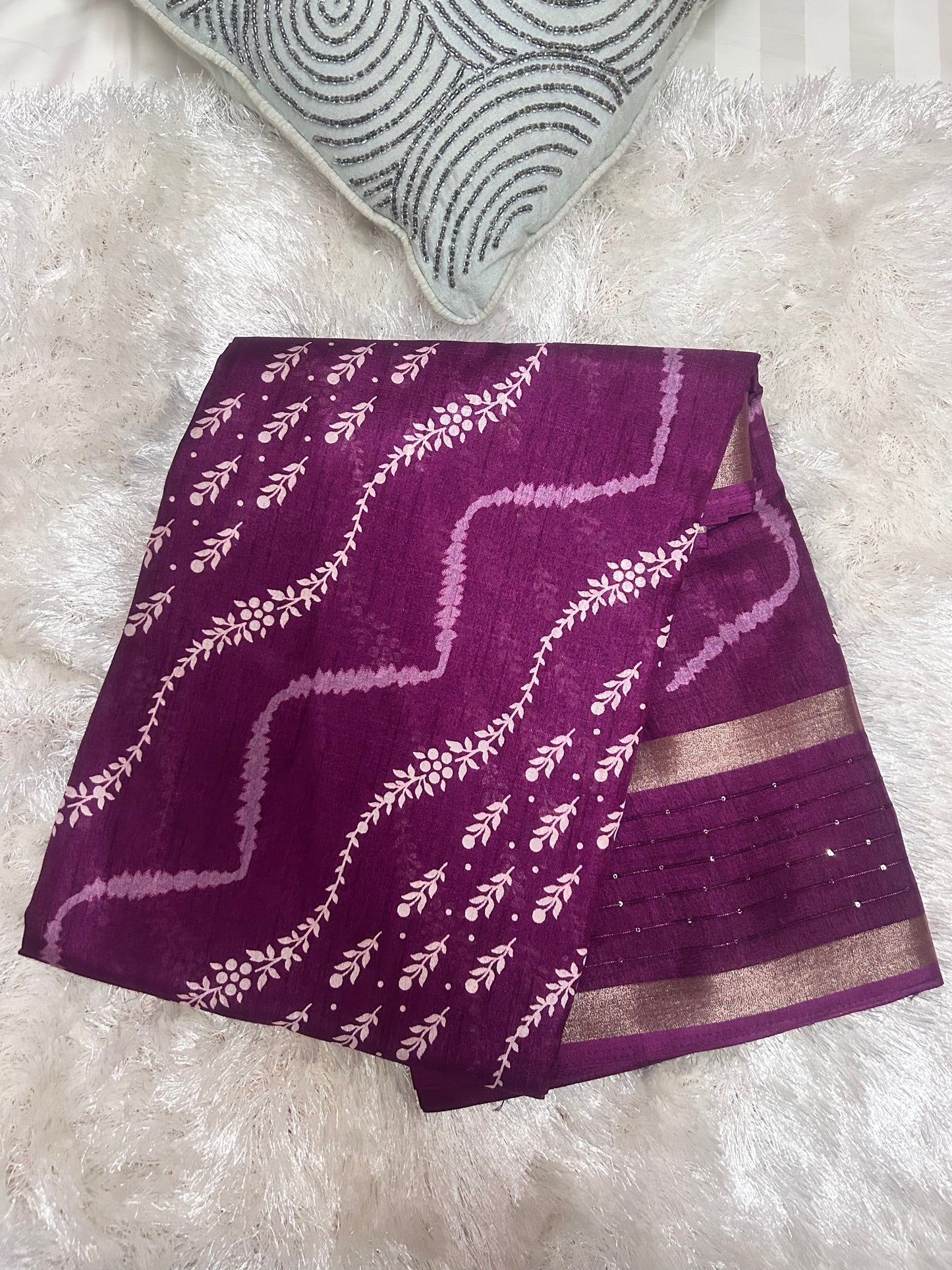 WINE CHANDERI COTTON SAREE