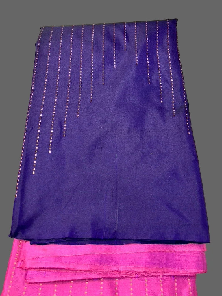 Pink and blue Soft Silk Saree - praasam