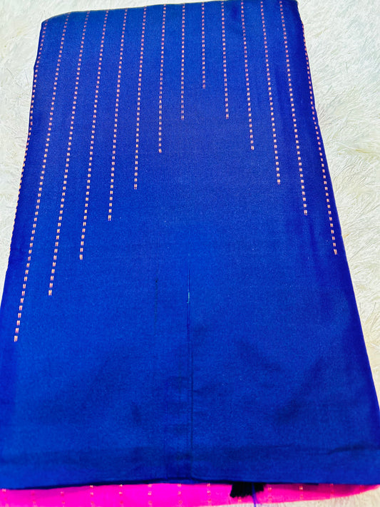 Pink and blue Soft Silk Saree - praasam