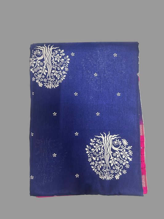 BLUE CHANDERI SILK SAREE