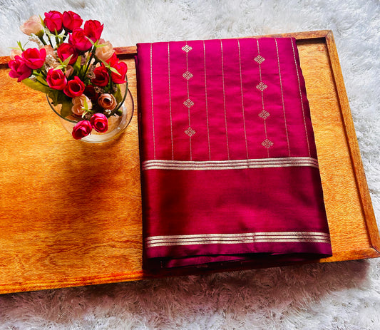 Dark Wine Monotone Gajji Silk Sare