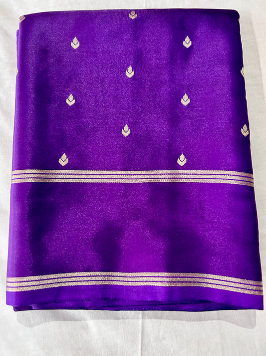 Purple Gajji Silk Semi Silk Saree