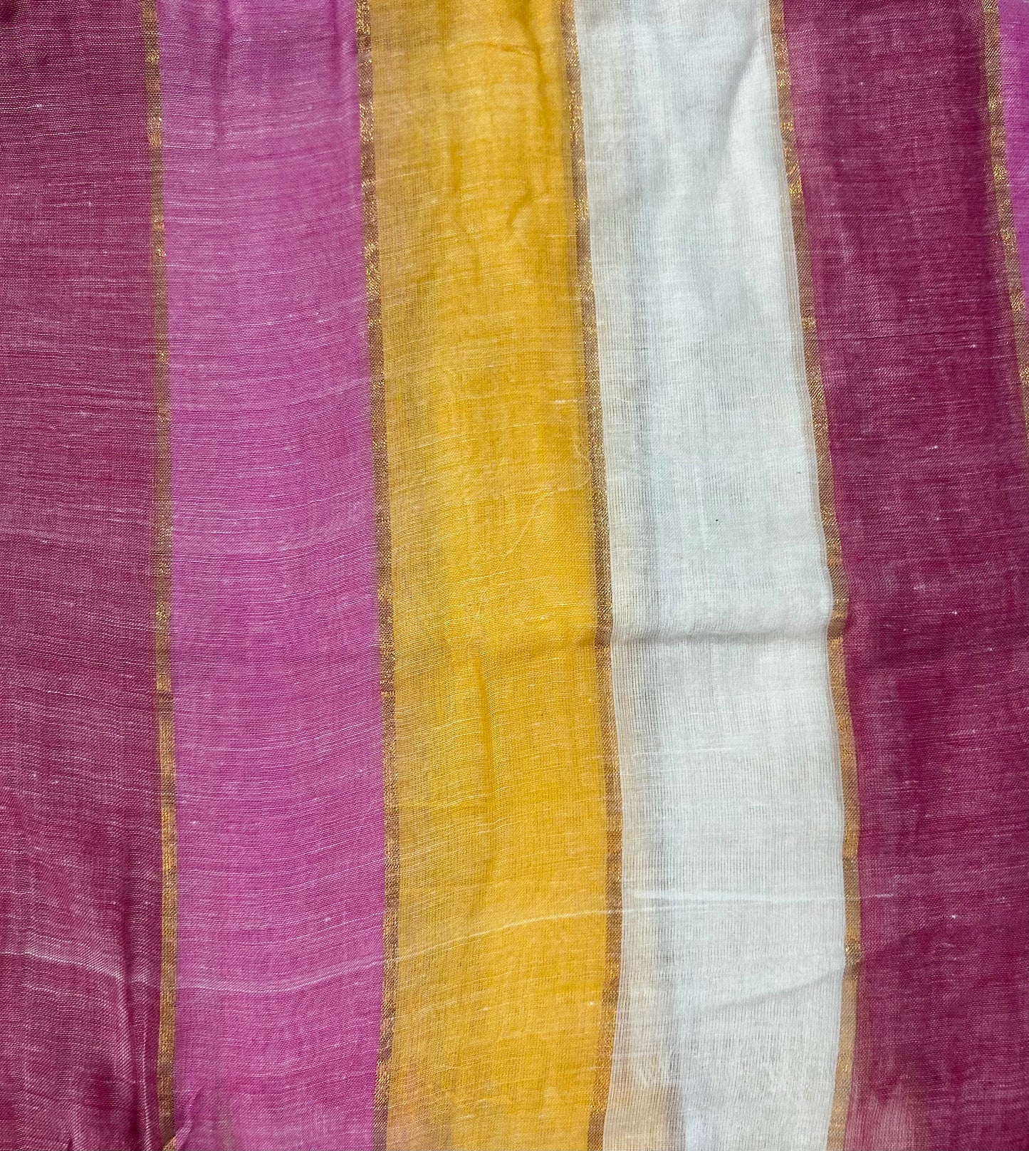 Pink Rainbow Mul Cotton Saree