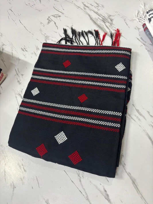 Khadi Cotton Black Saree - praasam