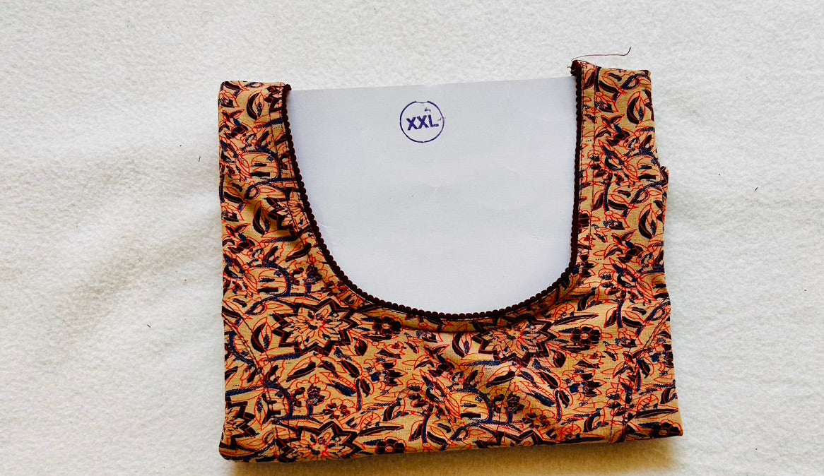 Beige Kalamkari print Stretchable blouse