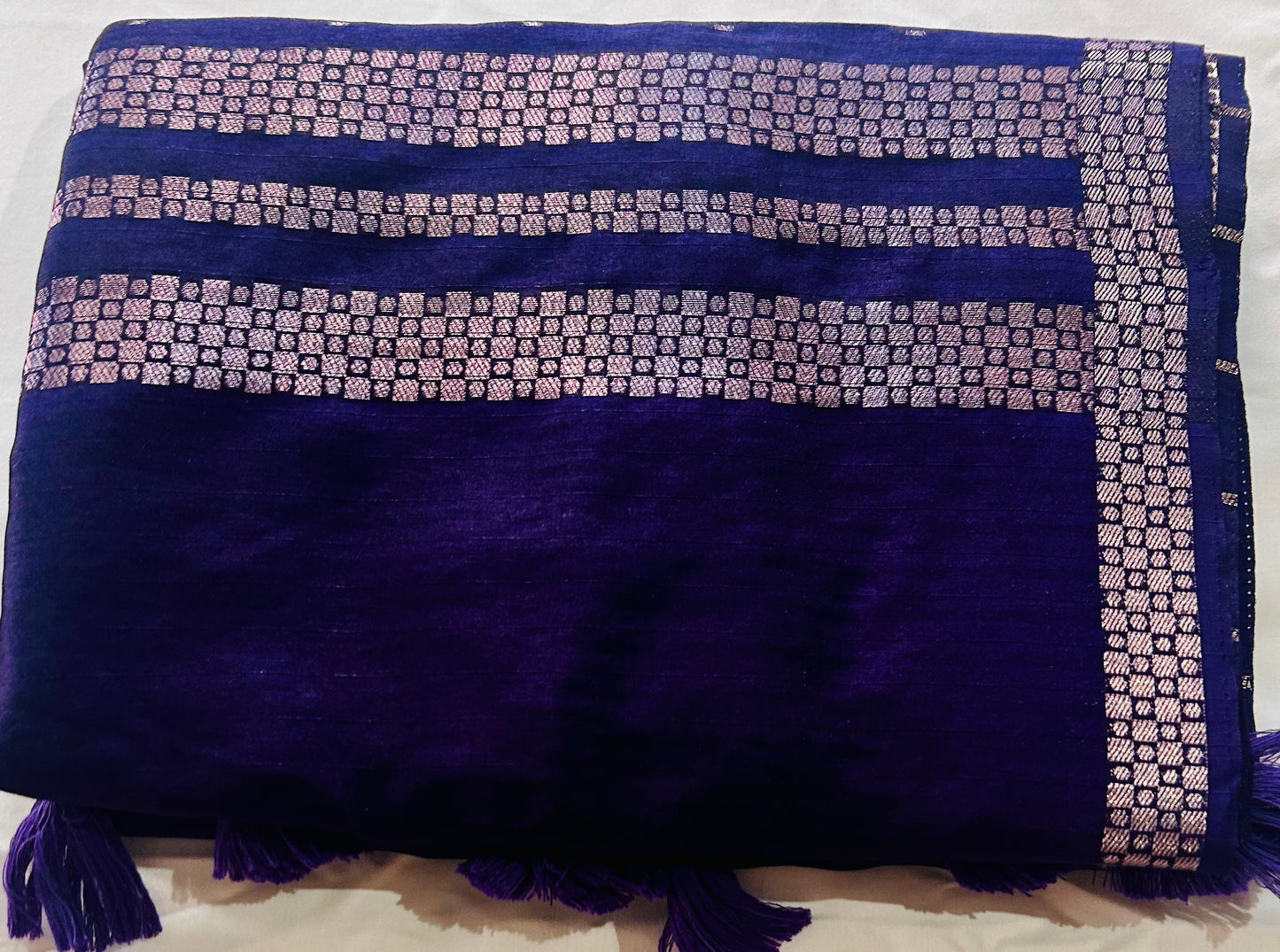 Royal Blue Handloom Tussar silk sare
