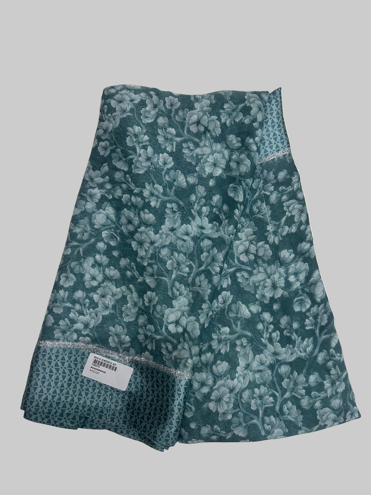TEAL BLUE FLORAL SHIFFON SAREE