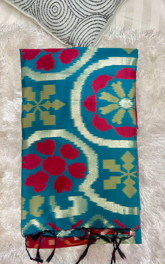 Red Ikkat Print Saree