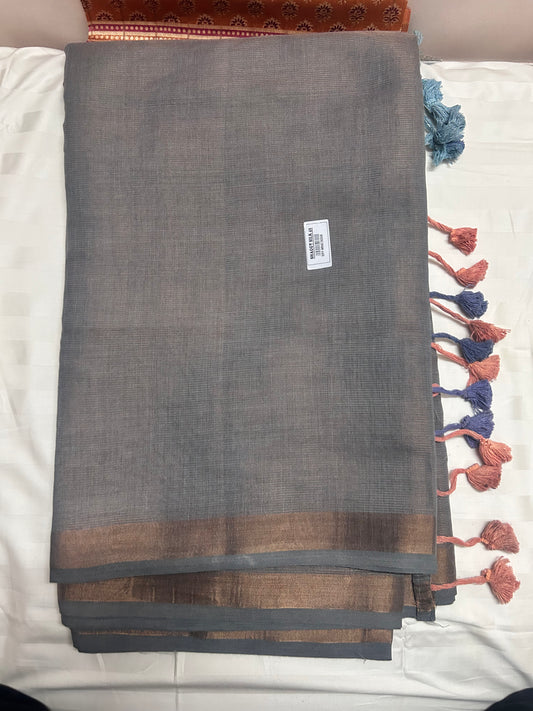 SHIMMER GREY MULCOTTON SAREE