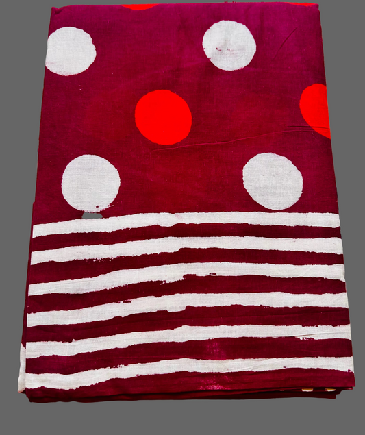 Red polka dot cotton saree