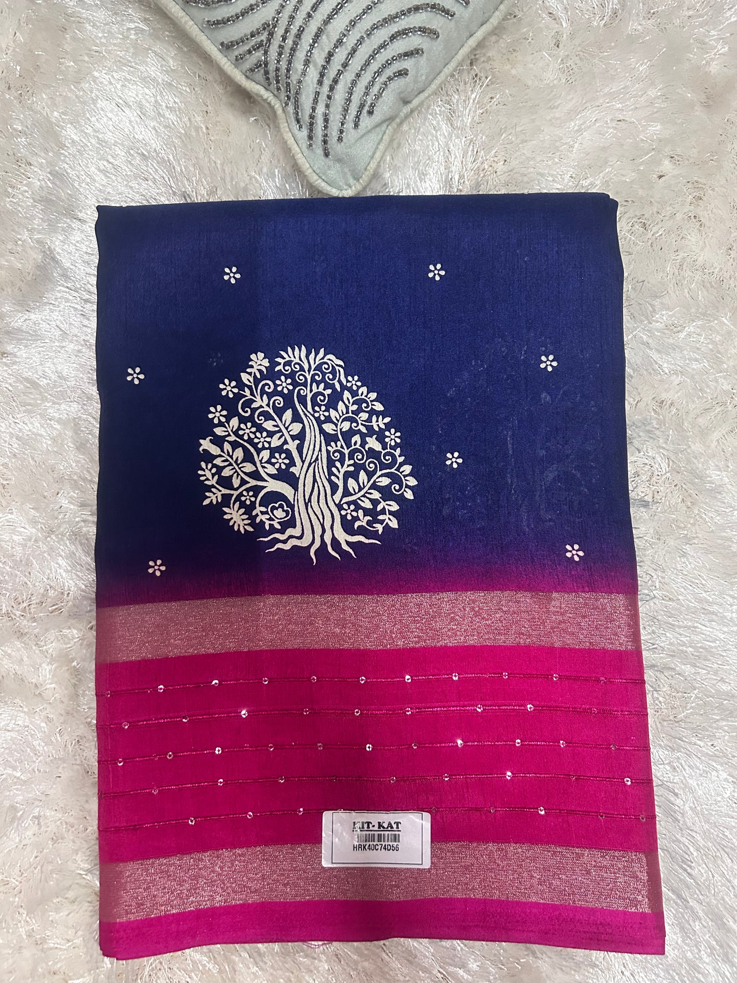 BLUE CHANDERI SILK SAREE
