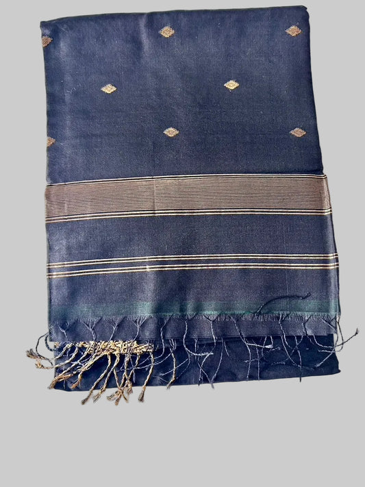 Black Maheshwari Cotton Silk Handloom Saree