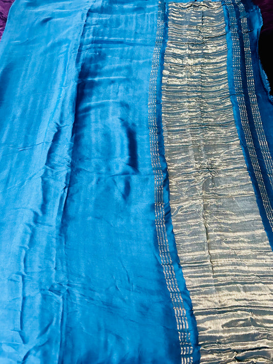 Sky Blue Plan Modal Silk Sare
