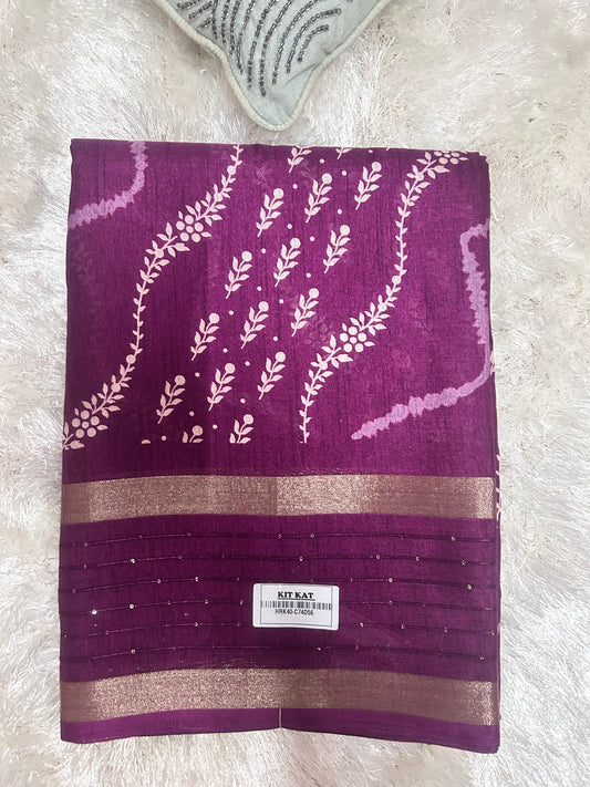 WINE CHANDERI COTTON SAREE