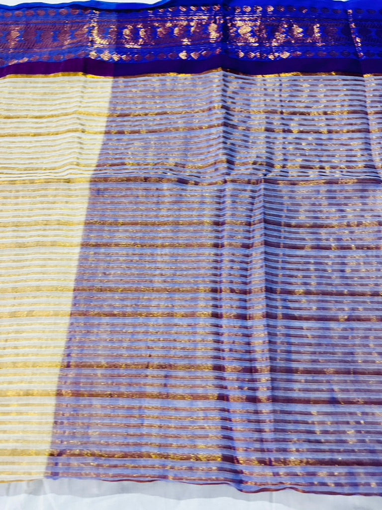 Beige Mul Cotton Kanchi Border Sare Sare