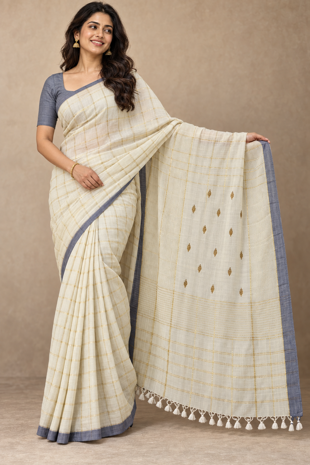 Yellow Mul Cotton Sare