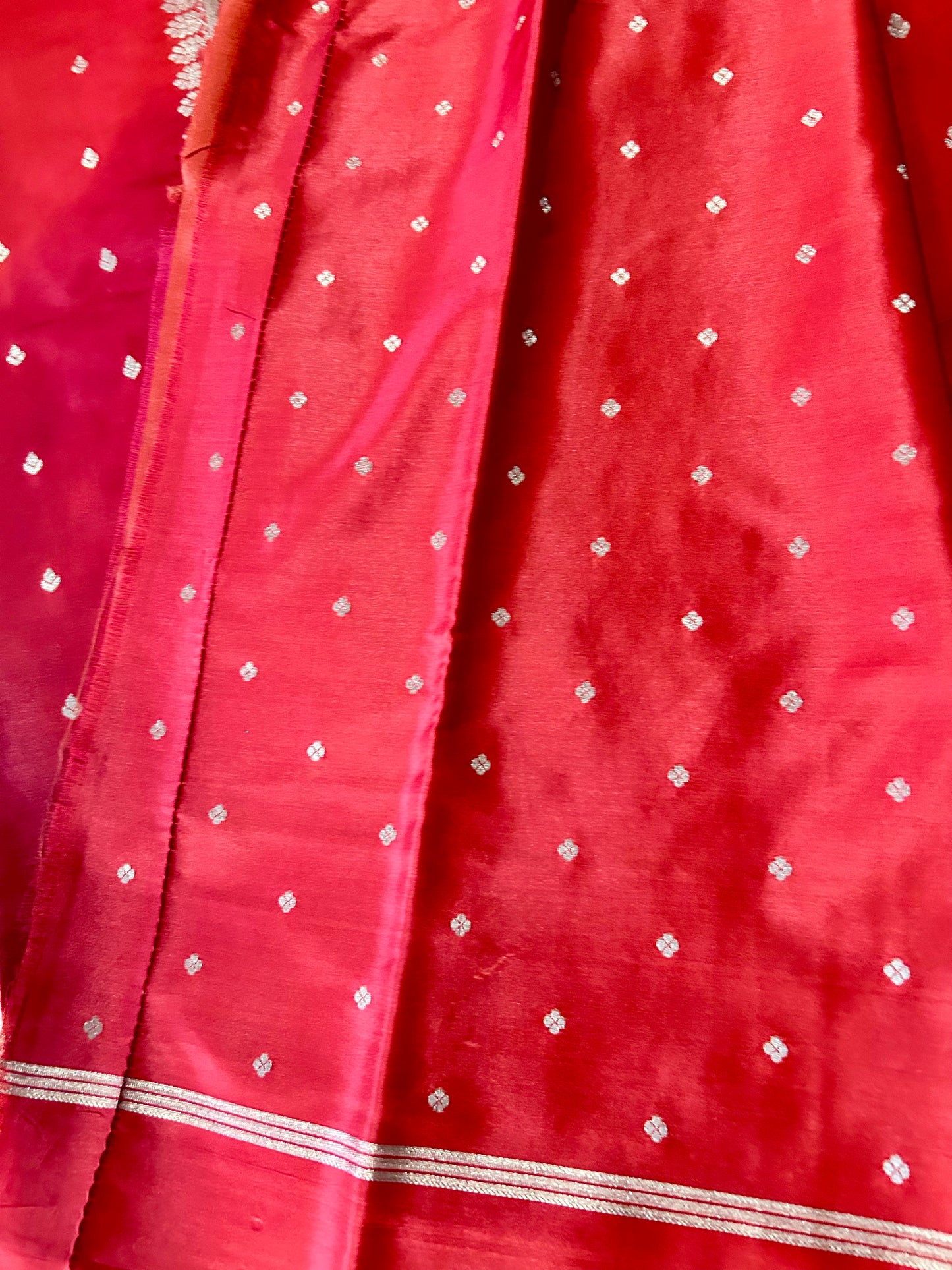 Orange Gajji Silk Semi Silk Saree
