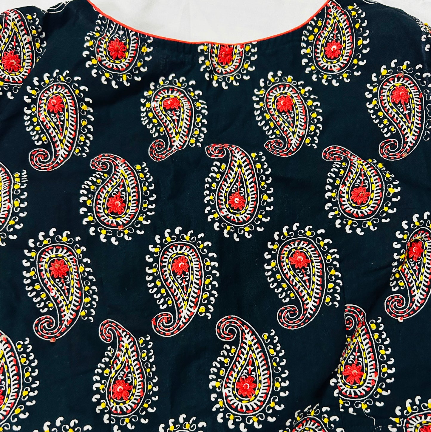 Black Cotton Katha Work Blouse