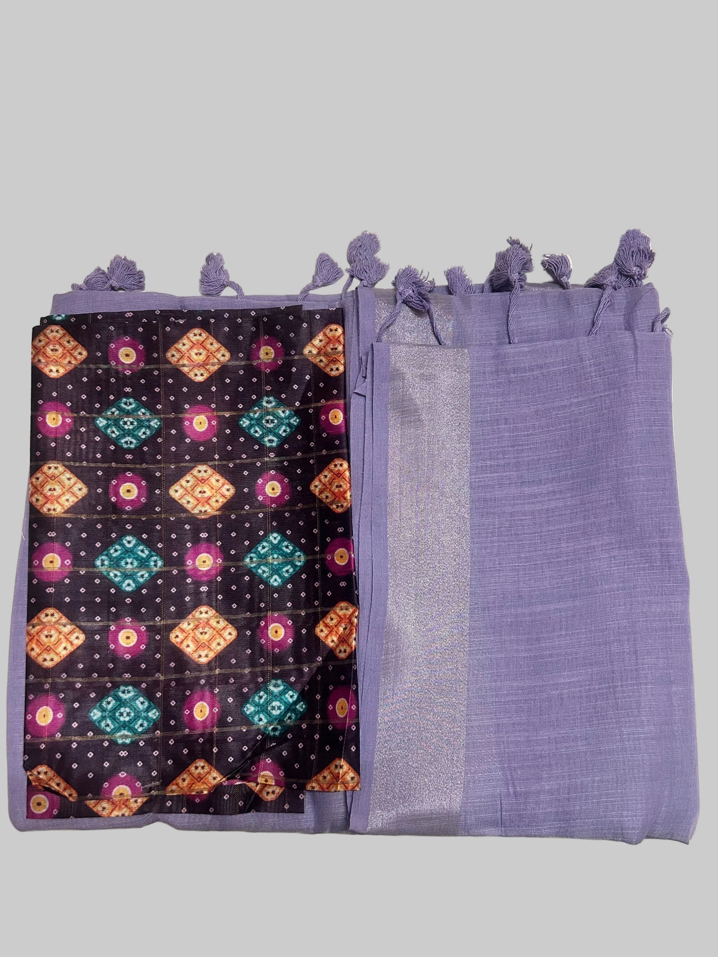 LAVENDER COTTON SAREE - praasam