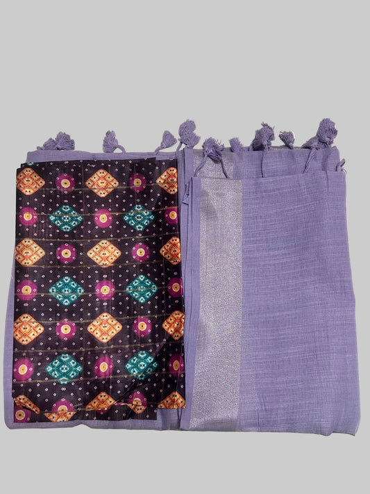 LAVENDER COTTON SAREE - praasam
