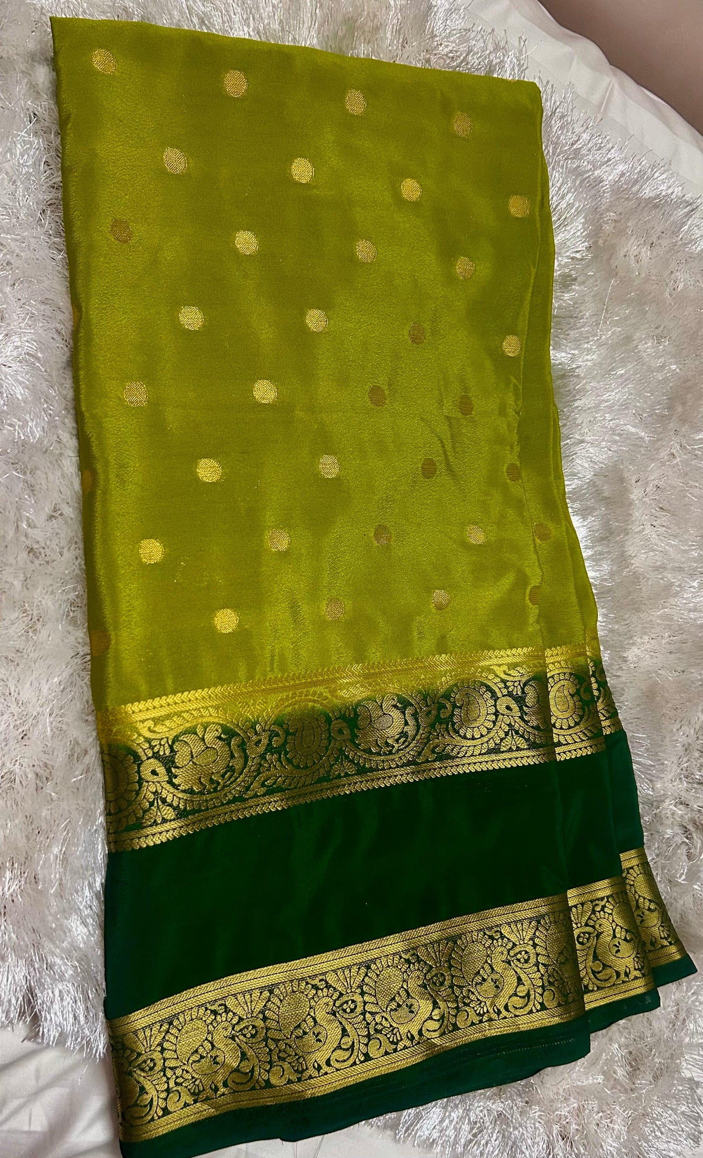 GREEN BUTTA SEMI SILK SAREE - praasam