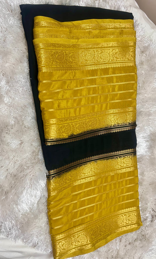 BLACK SEMI SILK SAREE