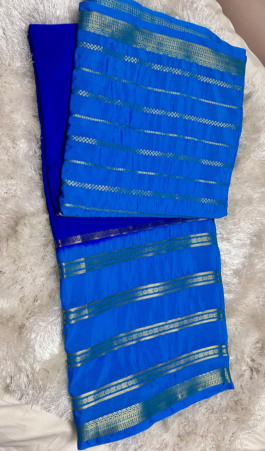BLUE SEMI SILK SAREE - praasam