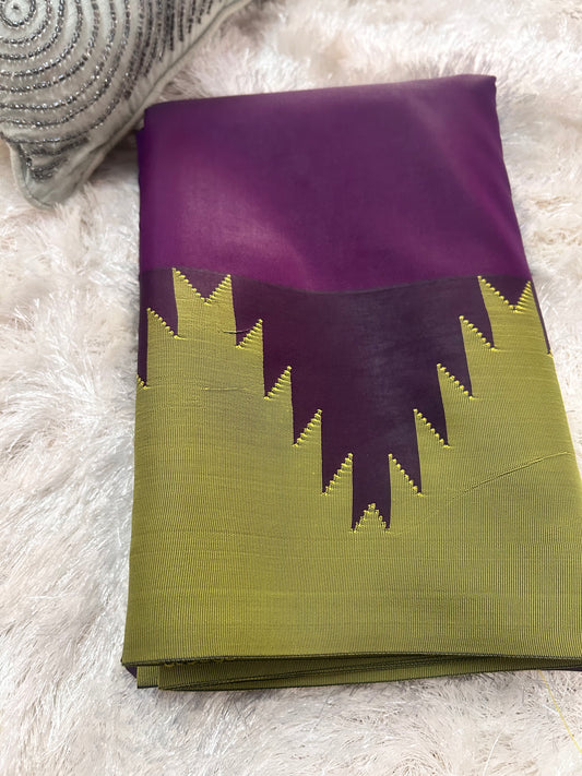 PURPLE COTTON SILK TOWER BORDER