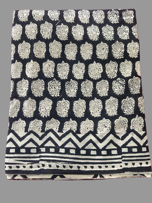Black ad beige mul cotton Handloom saree - praasam