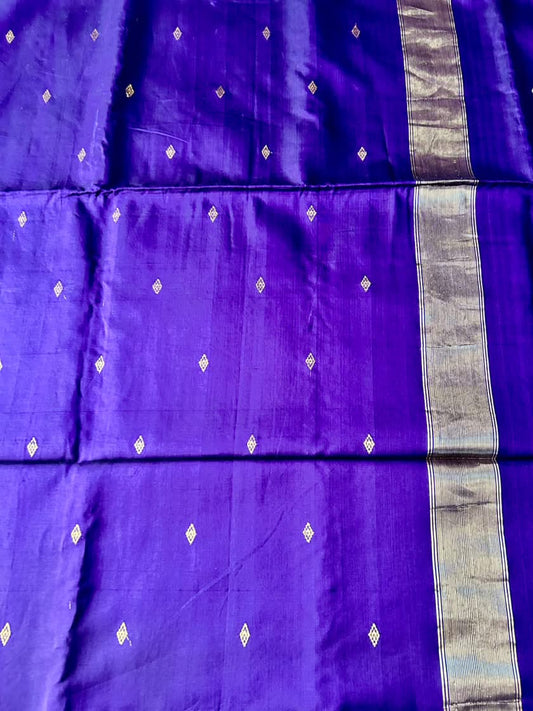 Blue Maheshwari Cotton Silk Handloom Saree