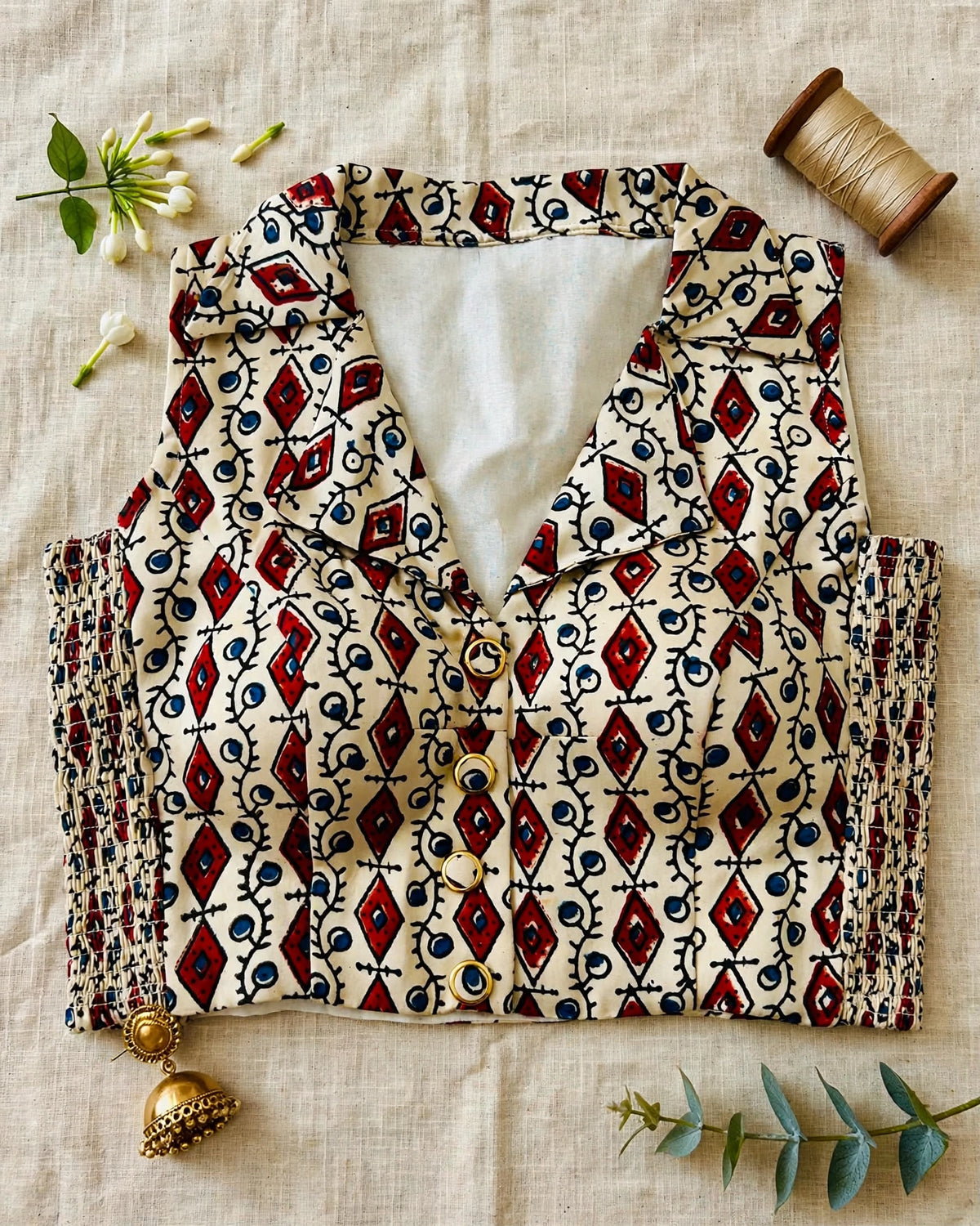 Beige Modal Silk Blouse with collar