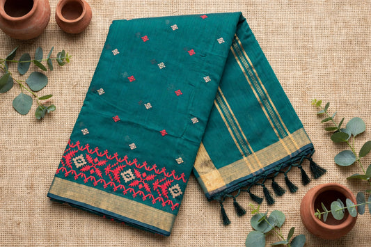 Green Mul Cotton Saree