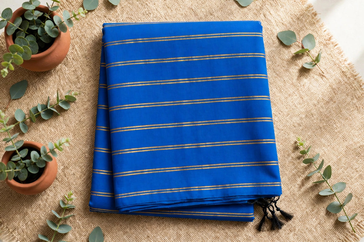 Blue Mul Cotton Saree