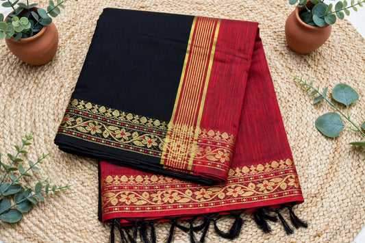 Black Mul Cotton Saree