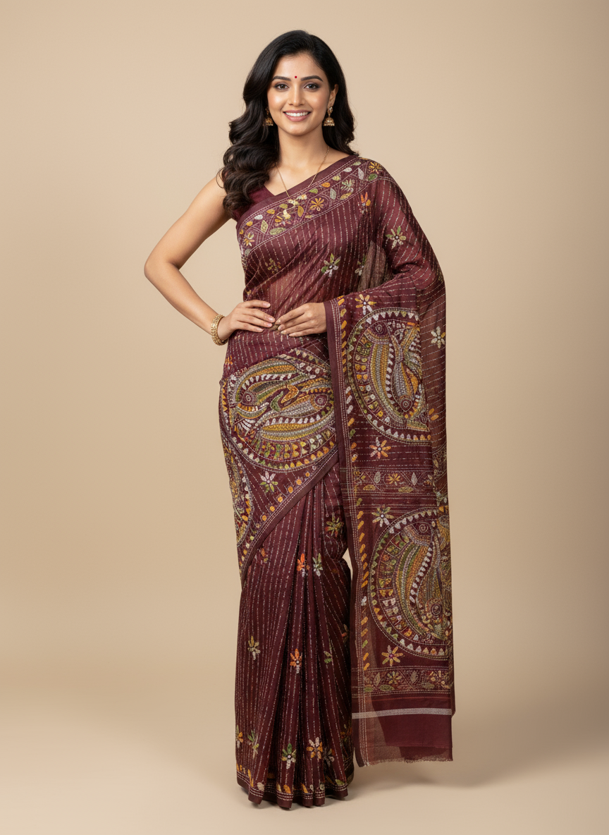 MAROON KANTA WORK SAREE