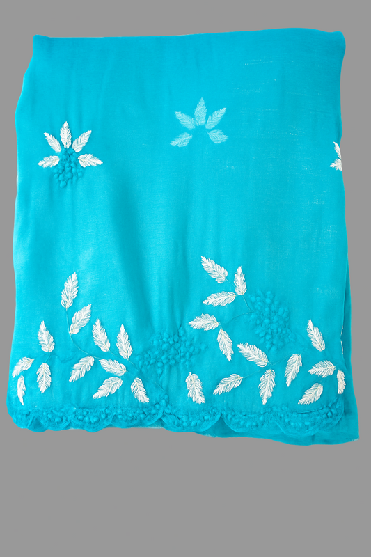 Enhanced Blue Embroidered Saree Image 2