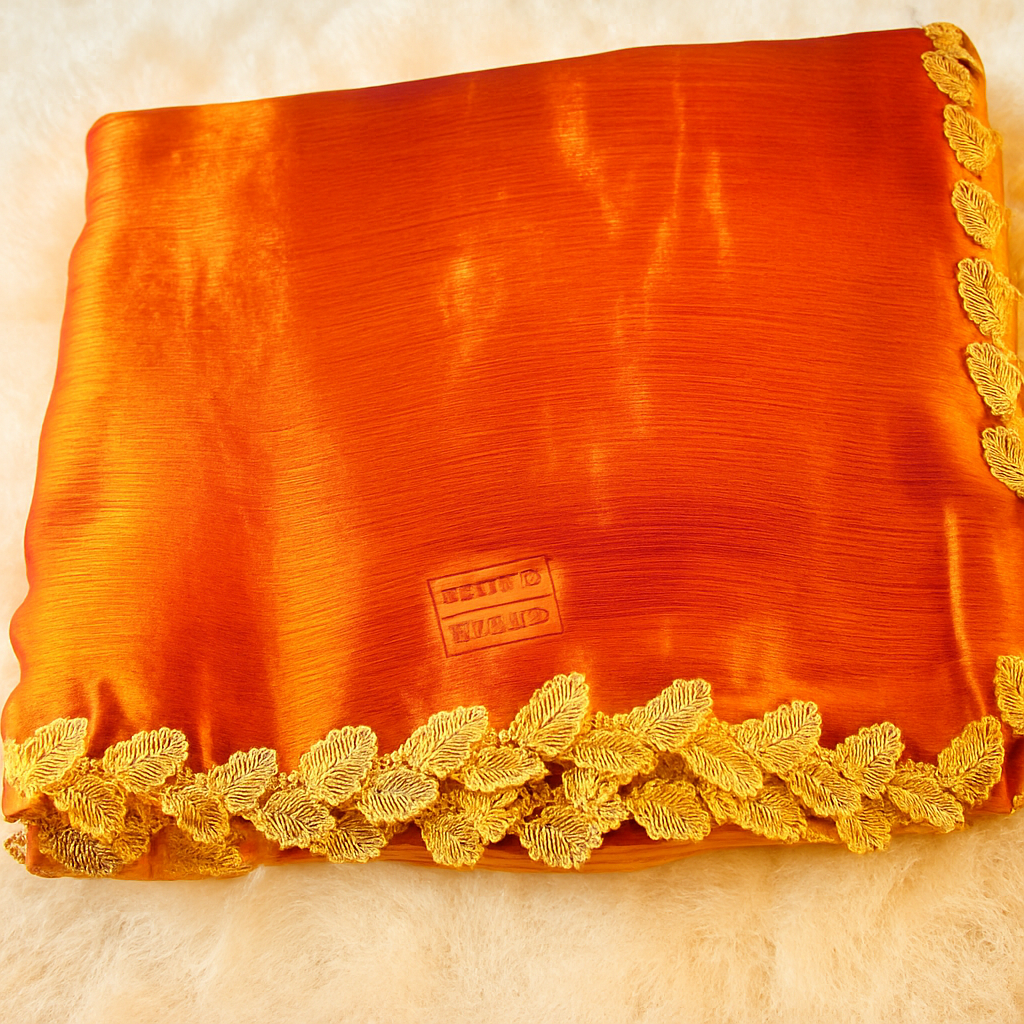Enhanced Orange Shimmer Saree Image 1