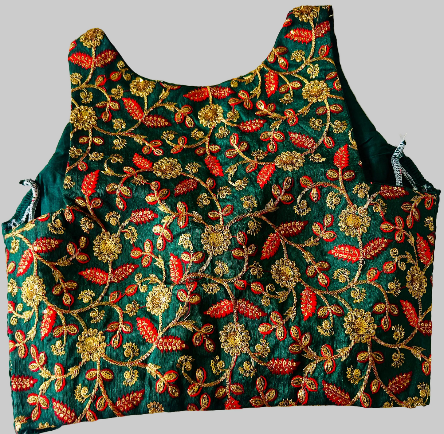 Green side elastic blouse