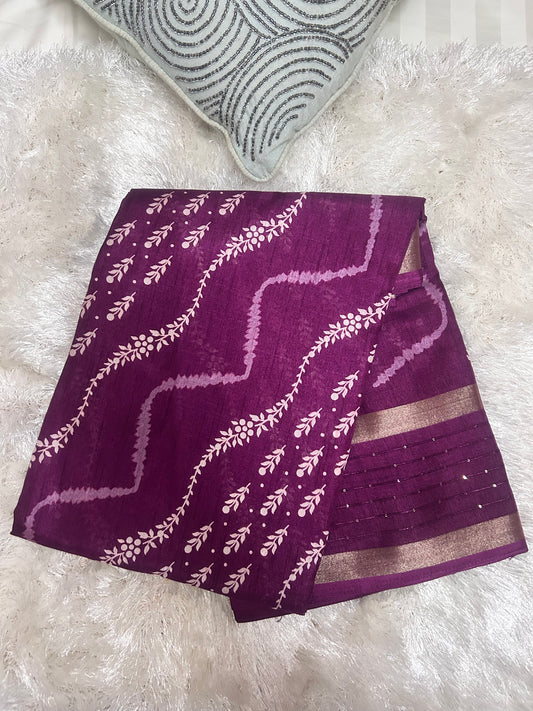 WINE CHANDERI COTTON SAREE