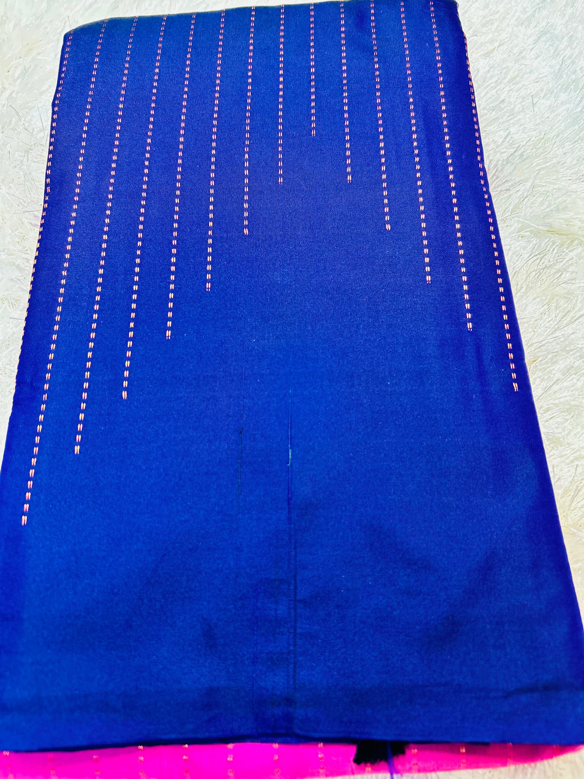 Pink and blue Soft Silk Saree - praasam