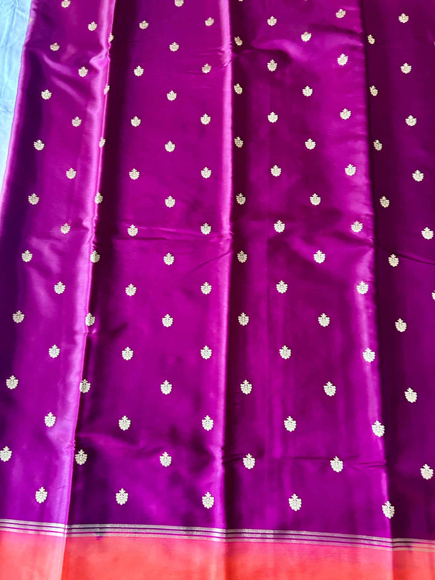Wine Gajji Semi Silk Saree with line and buti with contrast border