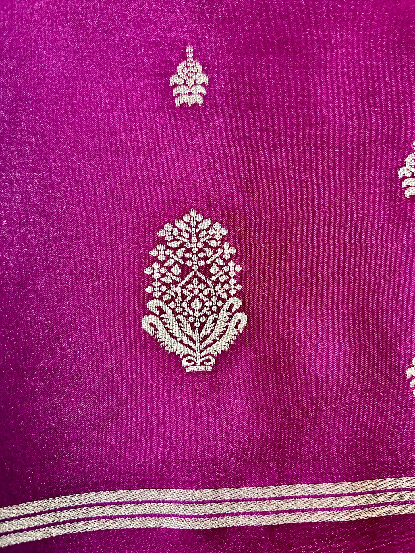 Wine Gajji Silk Semi Silk Saree with line and buti