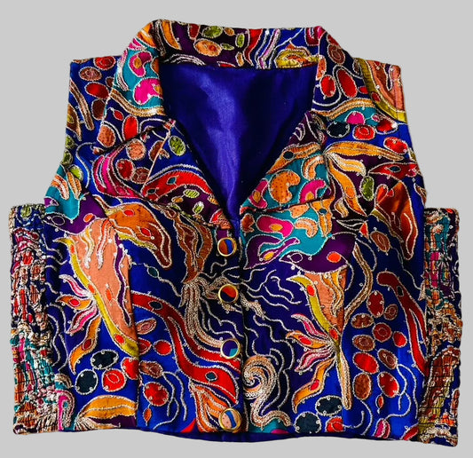 Blue Crape Position Print Blouse