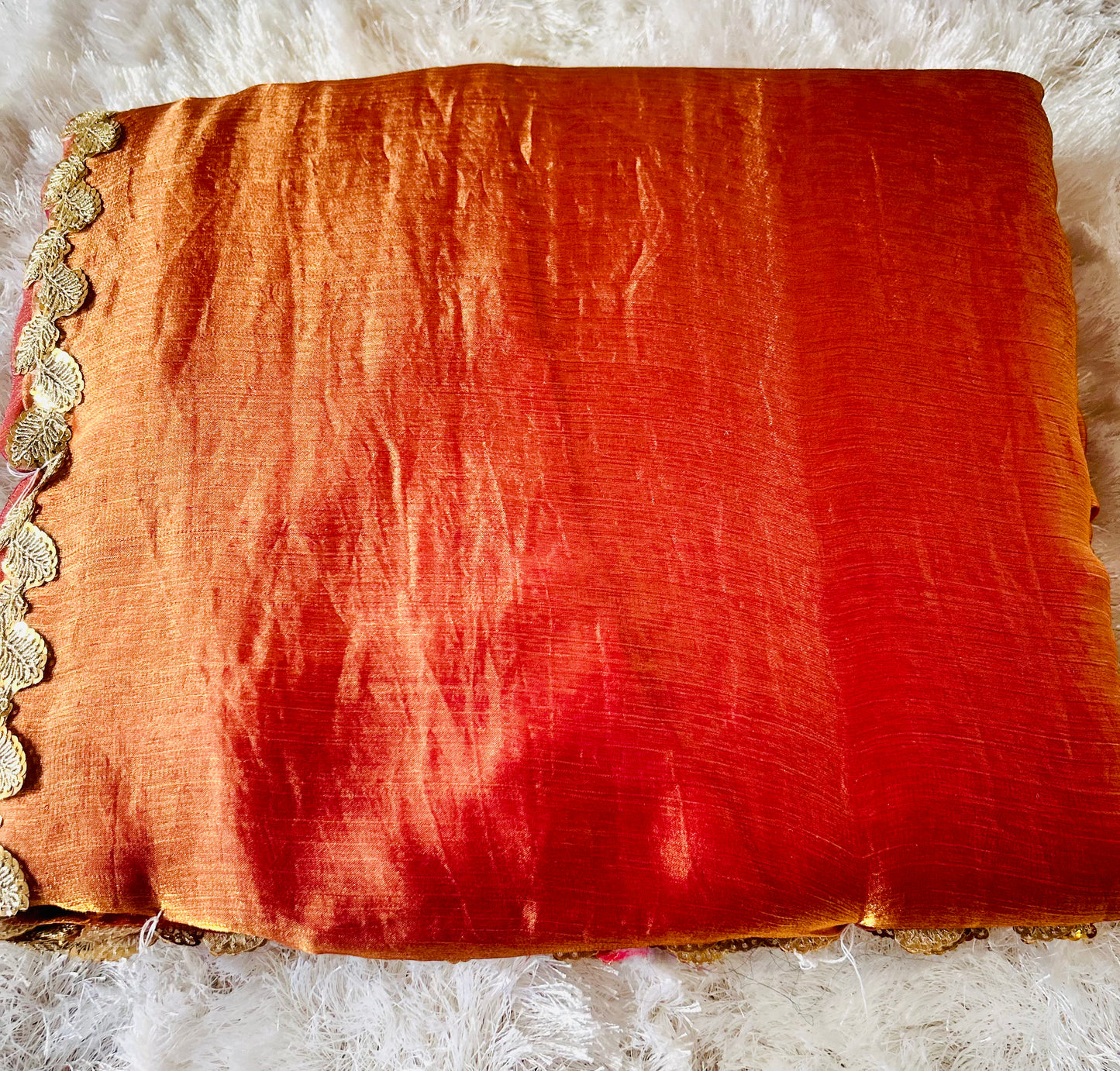 Orange Shimmer Fancy Dual Tone Saree