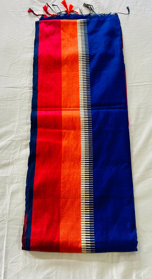Blue Cotton Silk Sare