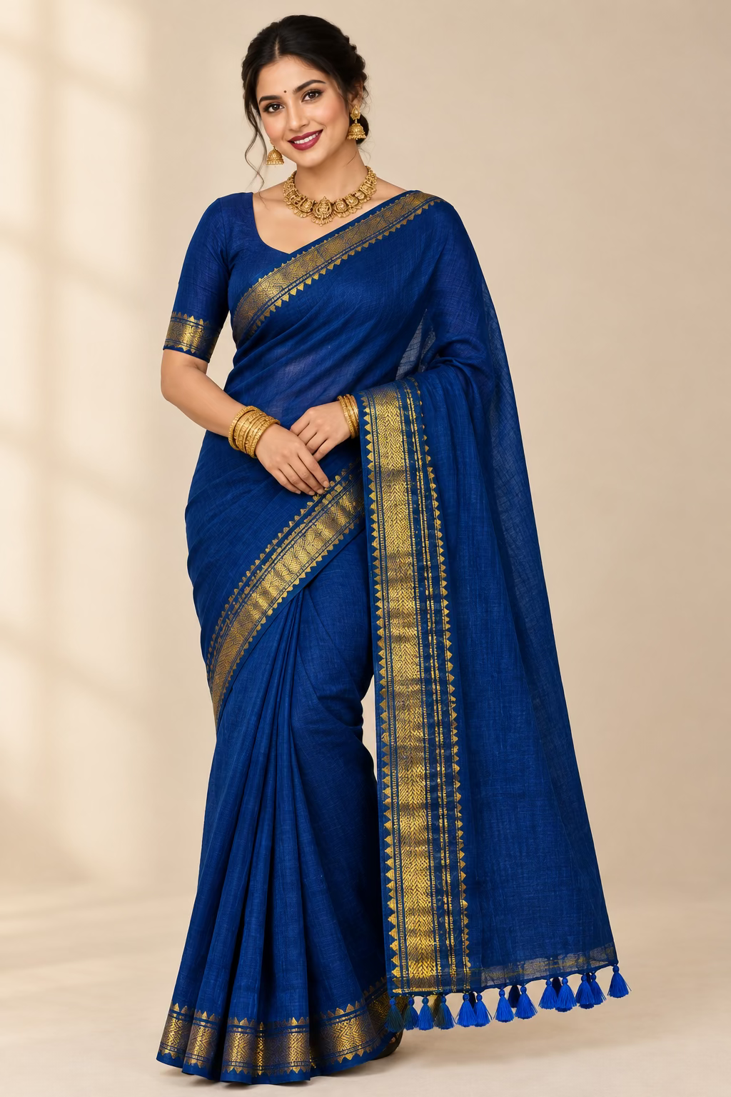 Green Mul Cotton Mangalgiri Design Sare