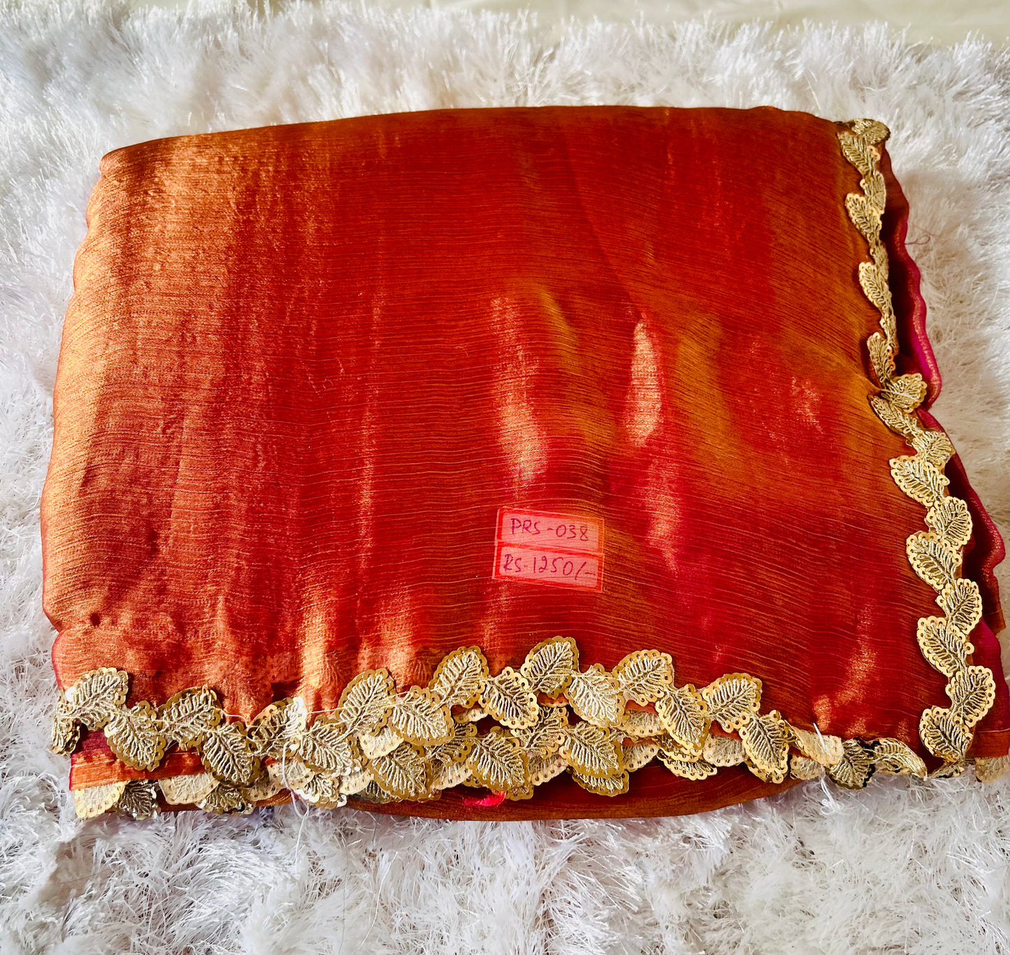 Orange Shimmer Fancy Dual Tone Saree