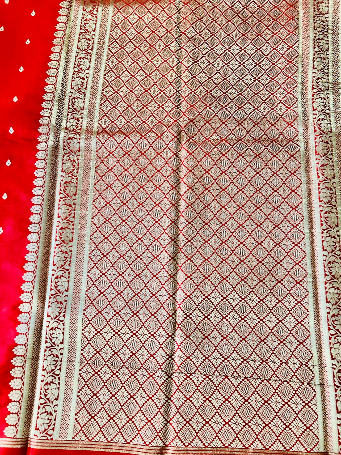 Orange Gajji Silk Semi Silk Saree