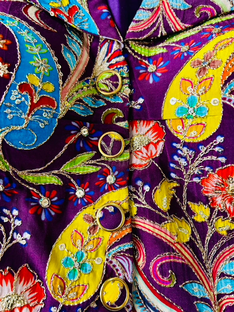 Purple Crape Position Print Blouse